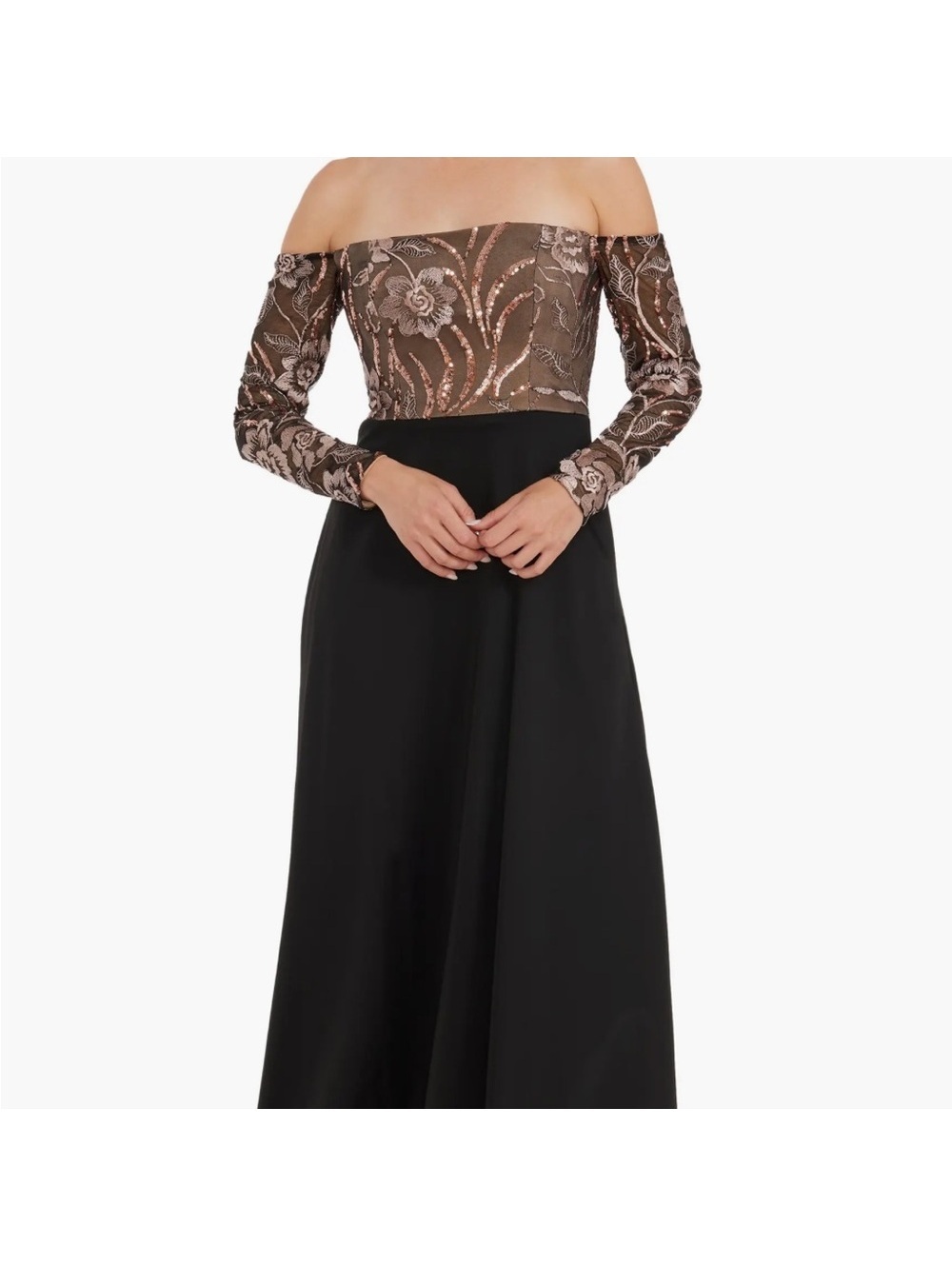 Dress the Population Margaret sequin embroidered Off-Shoulder Gown